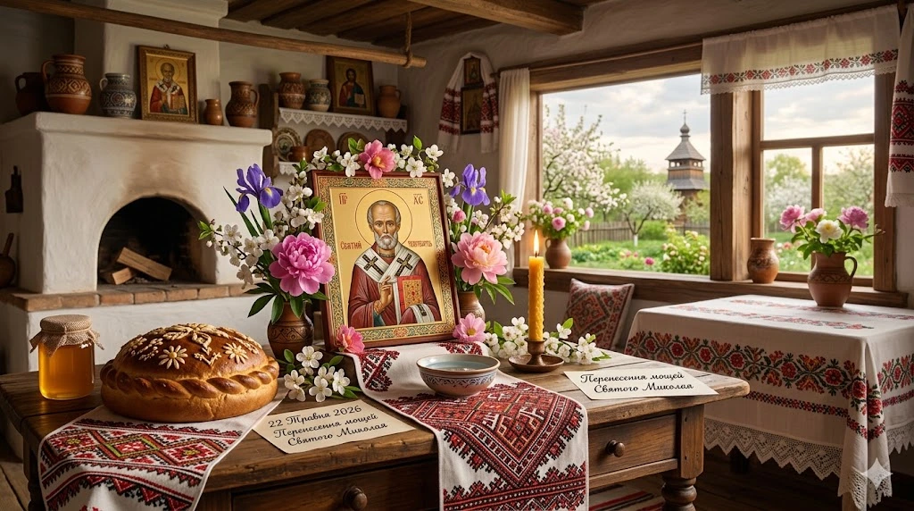 Икона Николая на столе