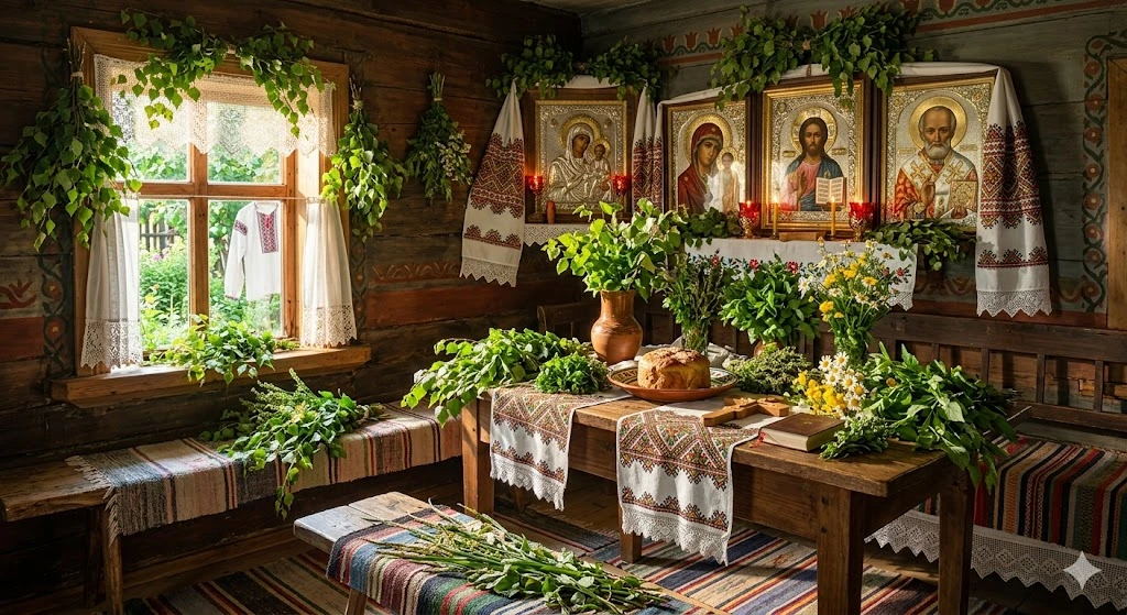 Интерьер хаты на Троицу