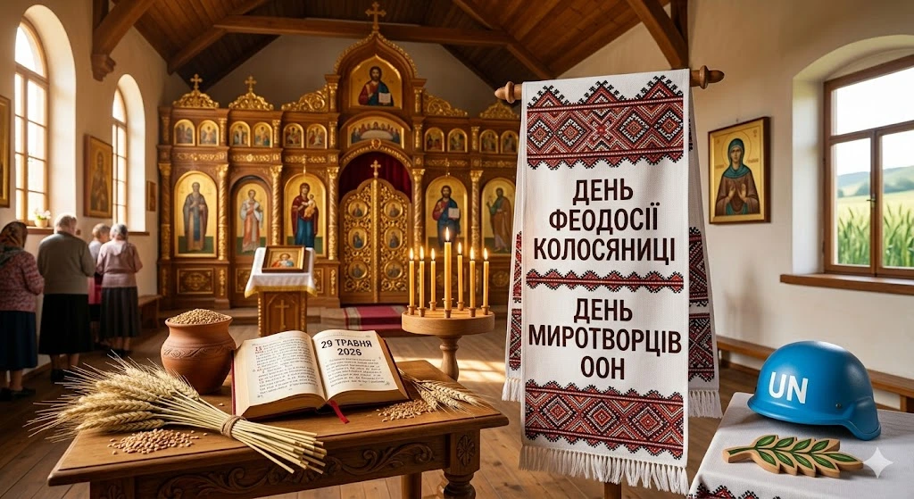 Интерьер храма с банером