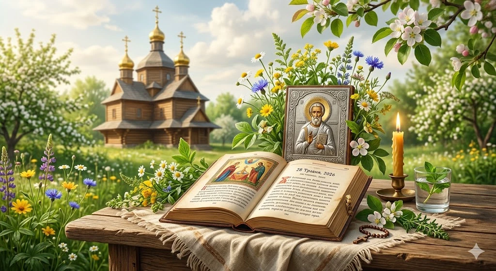 Ікона, біблія та квіти