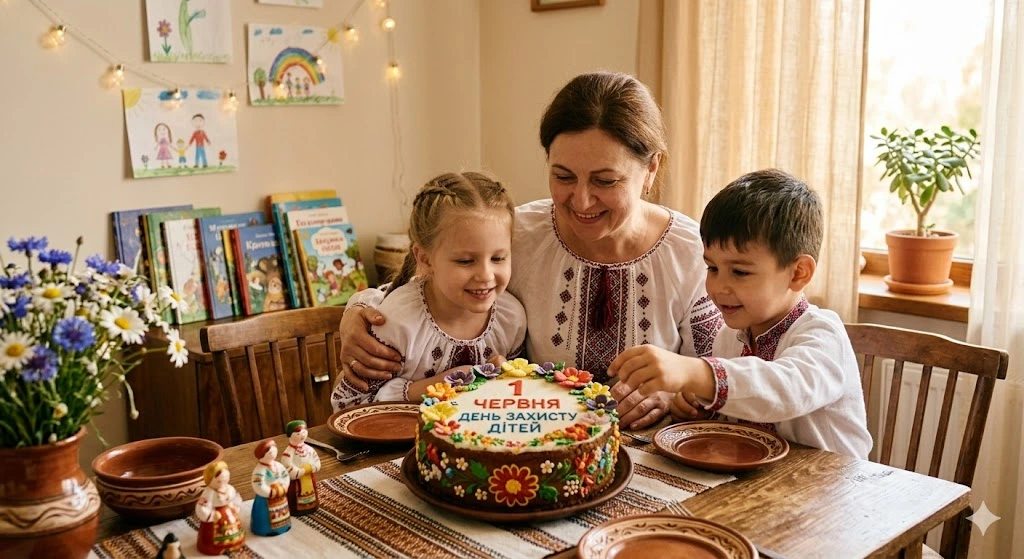 Семейное празднование с тортом