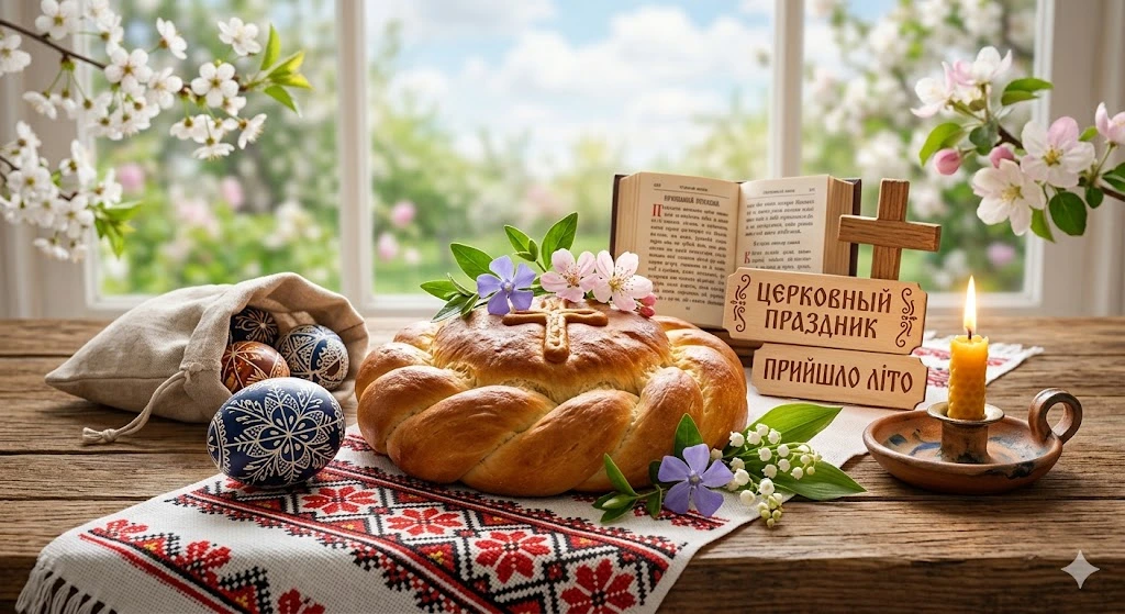 Величенька паска, крашанки та бузок