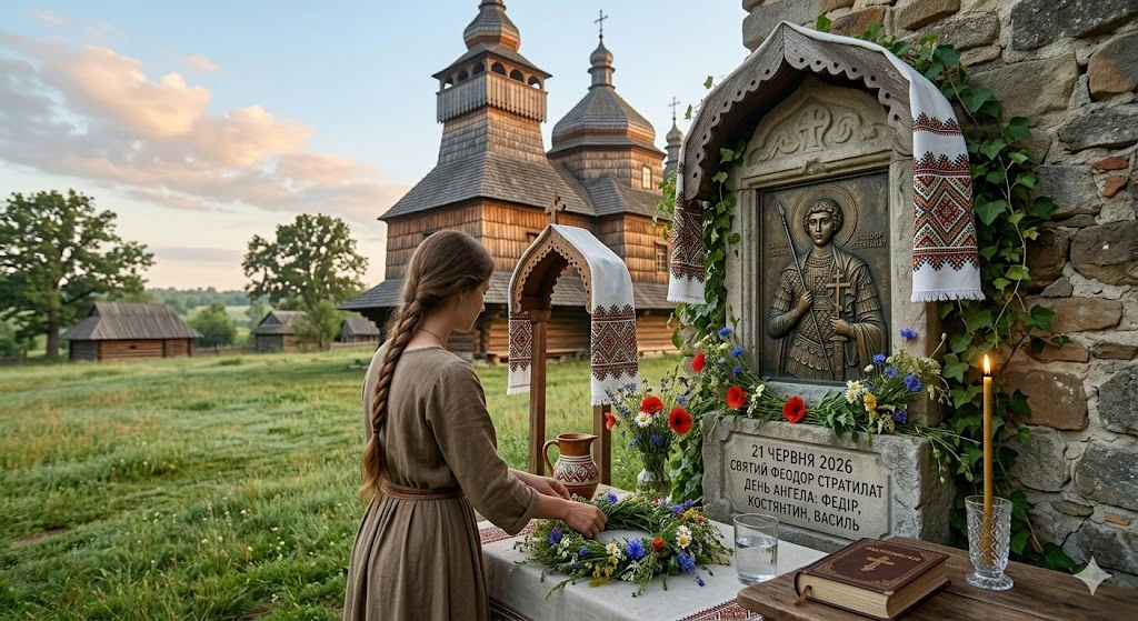 Девушка плетет венок, икона
