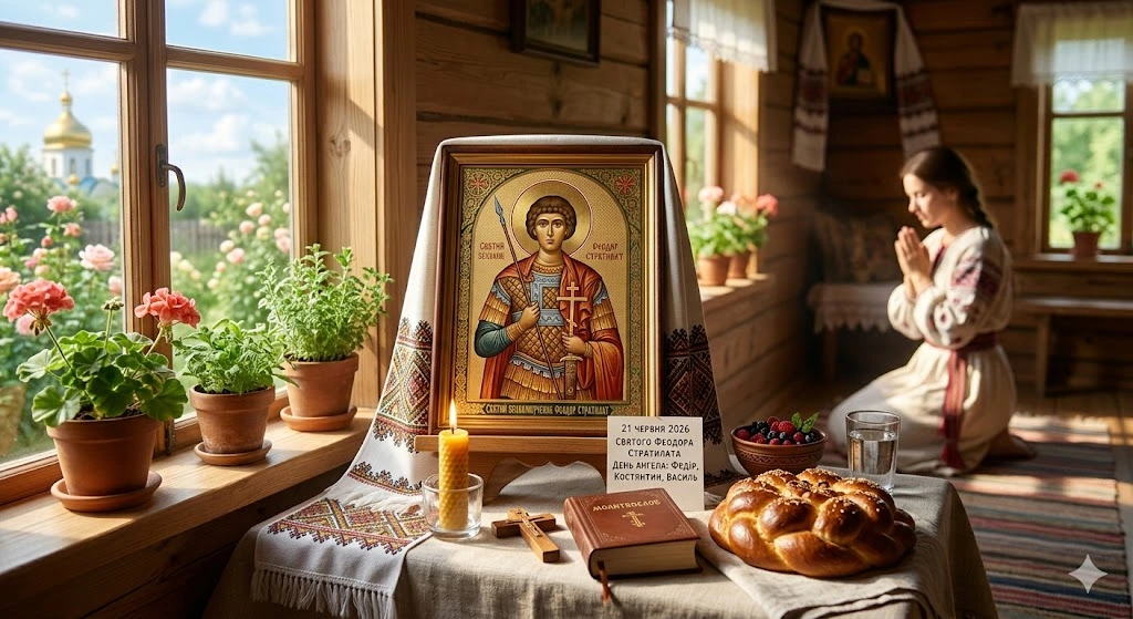 Икона, свеча, хлеб