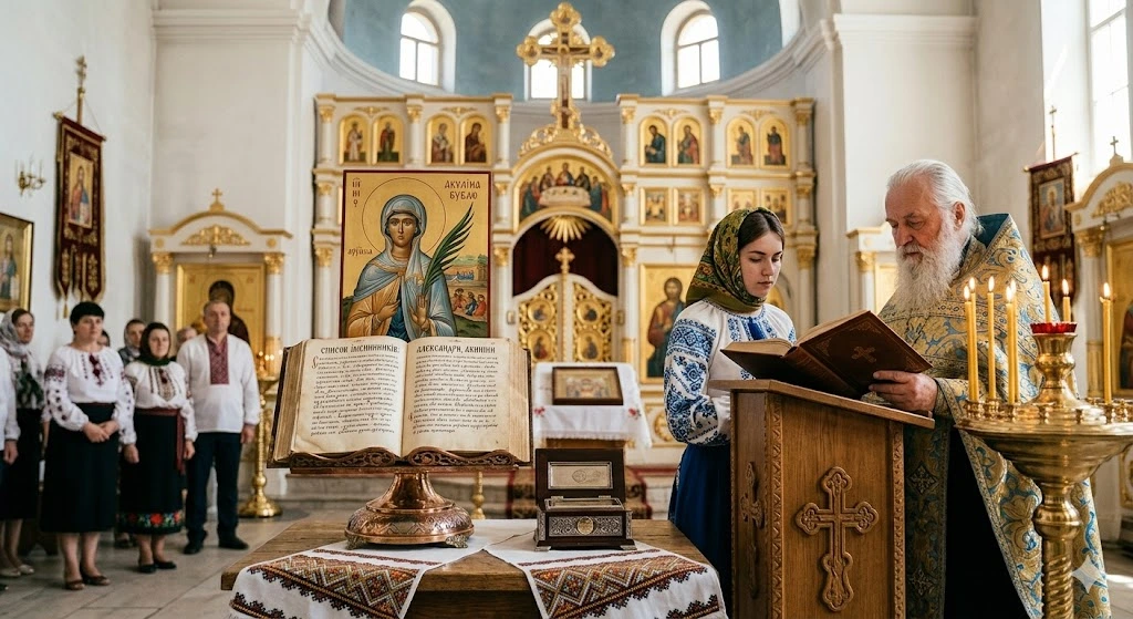 Священник благословляє жінку