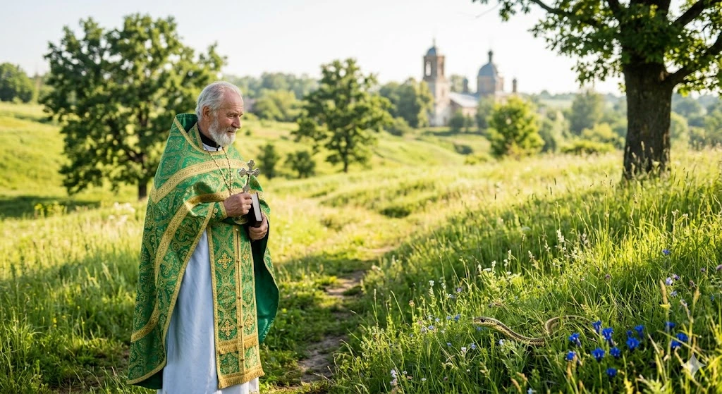 Священник, церковь, природа