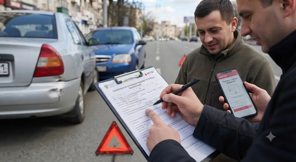 Водители обсуждают заполнение европротокола