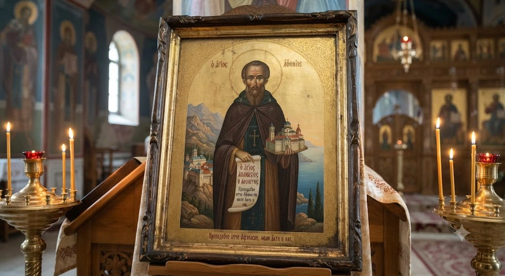 Икона Афанасия Афонского в храме
