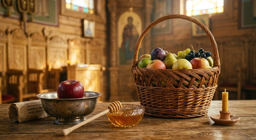 Кошик із фруктами, мед