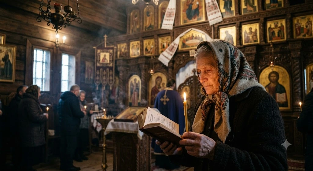 Молитва в храме, свеча