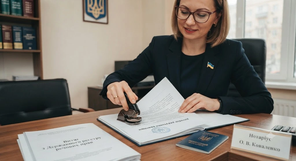 Нотариус ставит гербовую печать