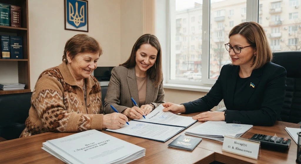 Подписание договора дарения нотариусом