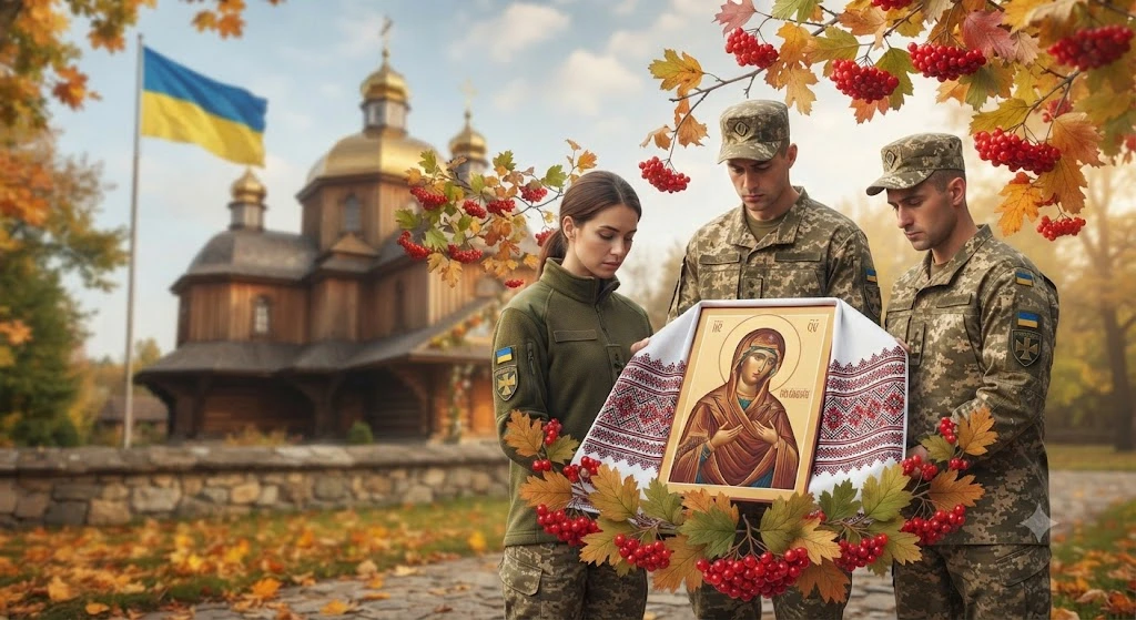 Украинские военные с иконой