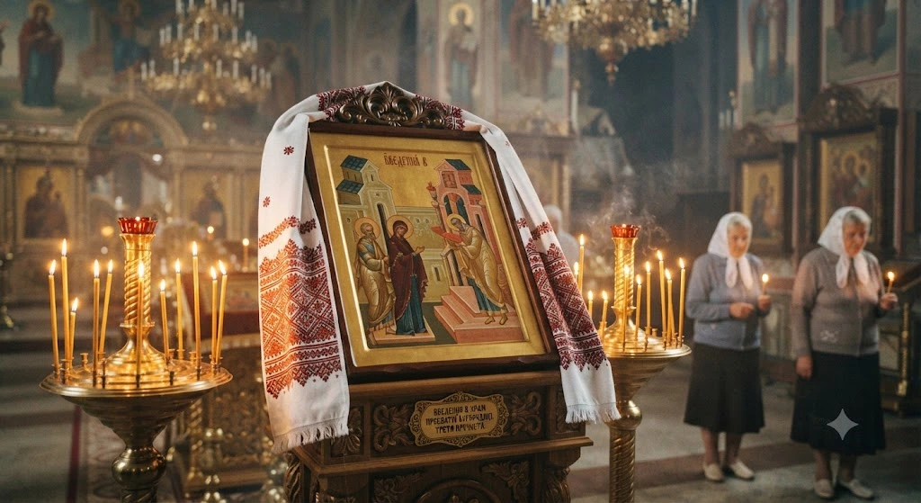 Введенская икона со свечами