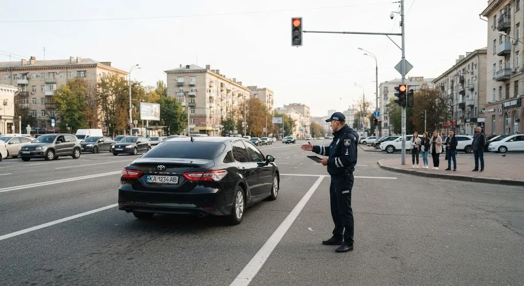 Поліція зупиняє авто на перехресті