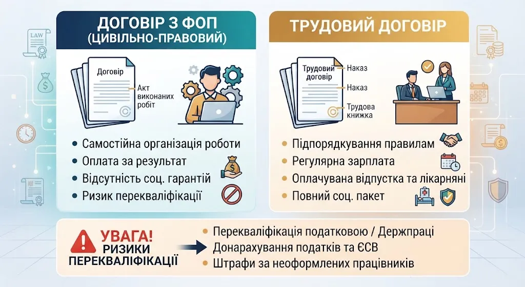 Сравнение ФЛП и трудового договора